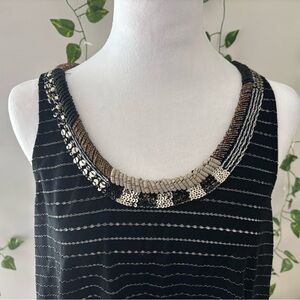 Free People Black Beaded Sleeveless Top